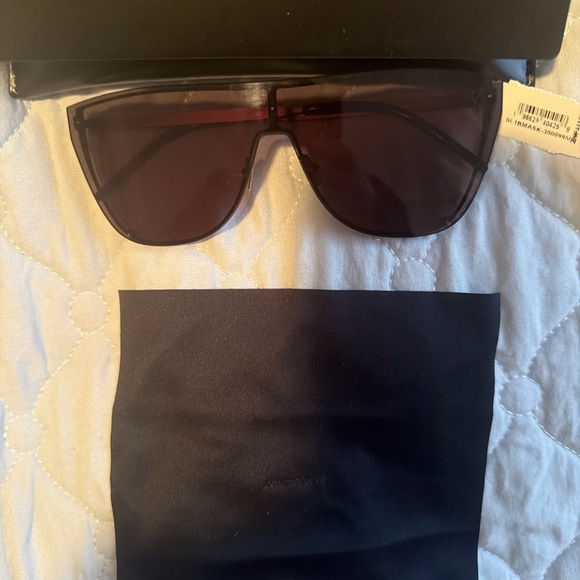 Saint Laurent SL 1 Mask Shield Sunglasses – Burgundy/Smoke - Picture 4 of 4